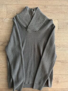 Men's Shawl Collar Button Knit Sweater - Gray